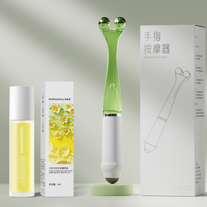 masajeador de rueda de dedo 4 abrazadera de perlas magnéticas masajeador de articulaciones de dedo tigre boca mano de cáñamo blanqueamiento mano delgada 5 perlas masajeador varilla