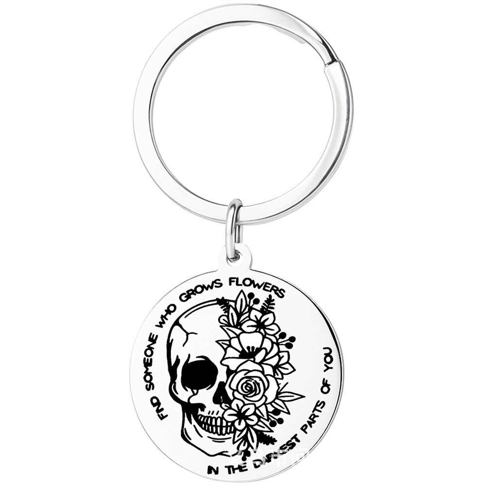 European and American Cross-Border Hot-Selling Stainless Steel Creative Laser-Engraved Homecoming Pendant Keychain Supports Custom Jewelry Pendants