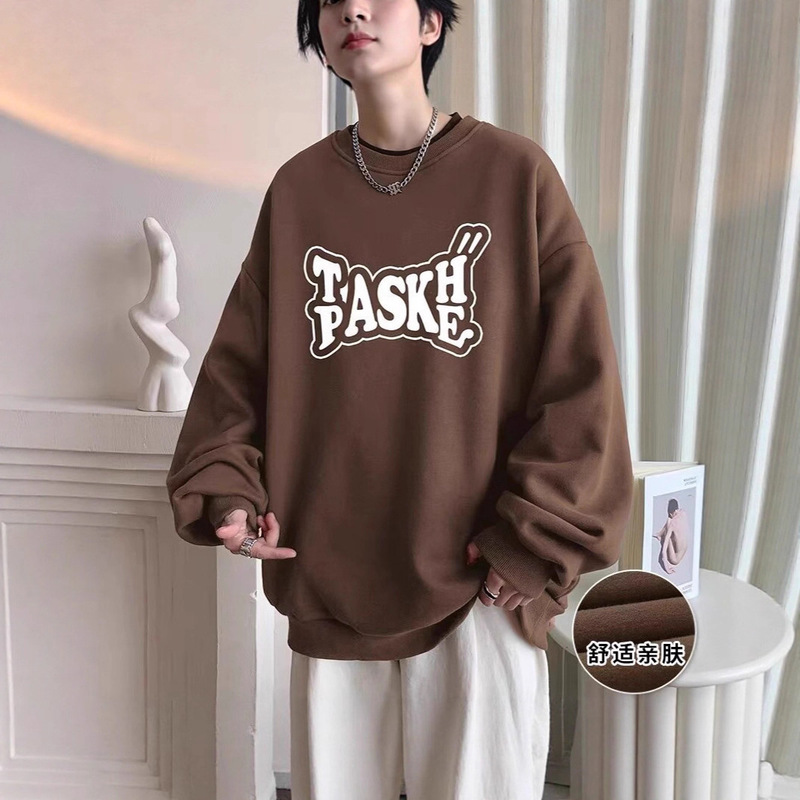 American High Street Style Men's Sweatshirt, Spring and Autumn 2025 New Trendy Brand, Hong Kong Style, Loose Fit, Crew Neck, Thickened, Versatile Top for Men American High Street Style Men's Sweatshirt, Spring and Autumn 2025 New Trendy Brand, Hong Kong Style, Loose Fit, Crew Neck, Thickened, Versatile Top for Men