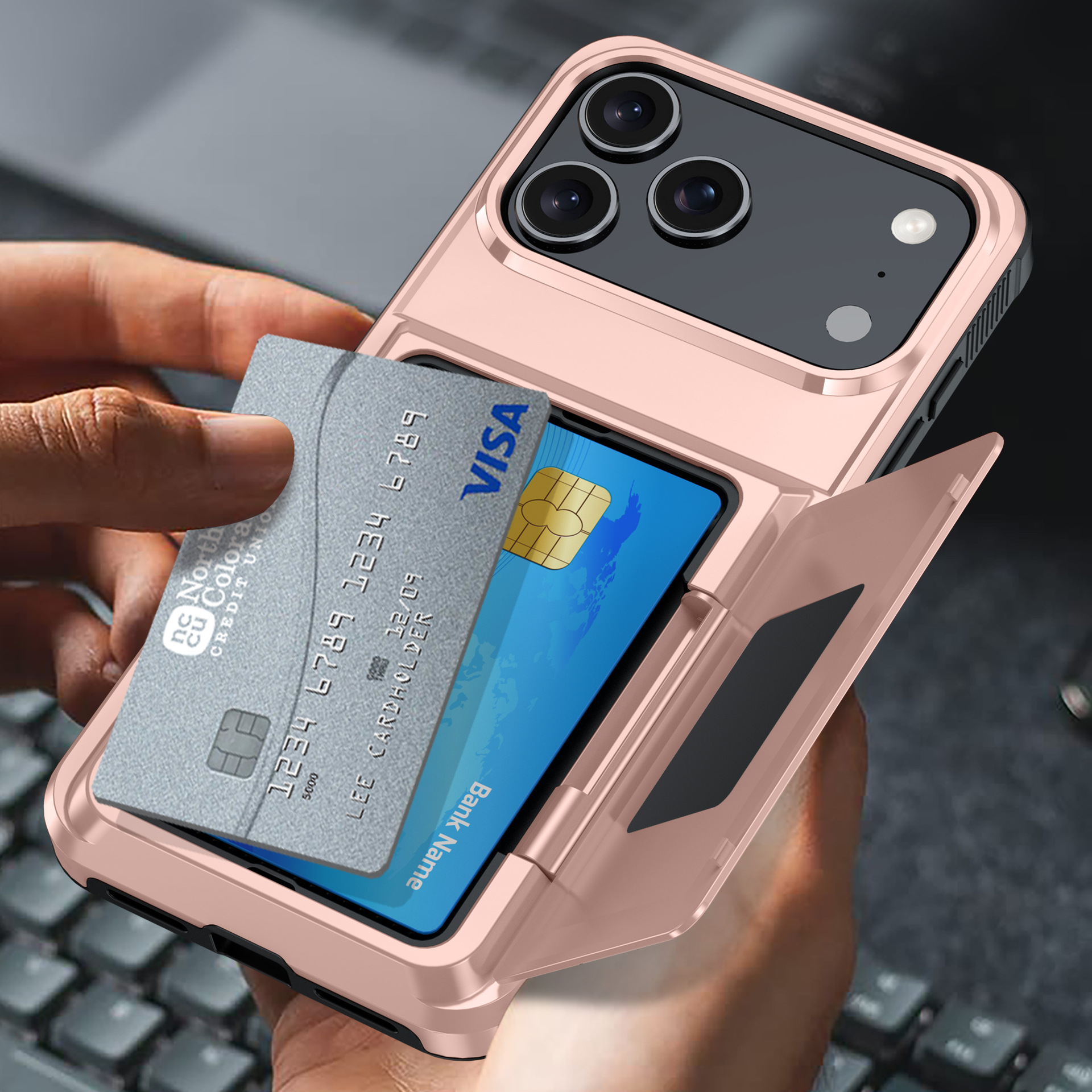 适用iPhone18插卡手机壳 二合一翻盖支架钱包苹果16/17Pro保护套5