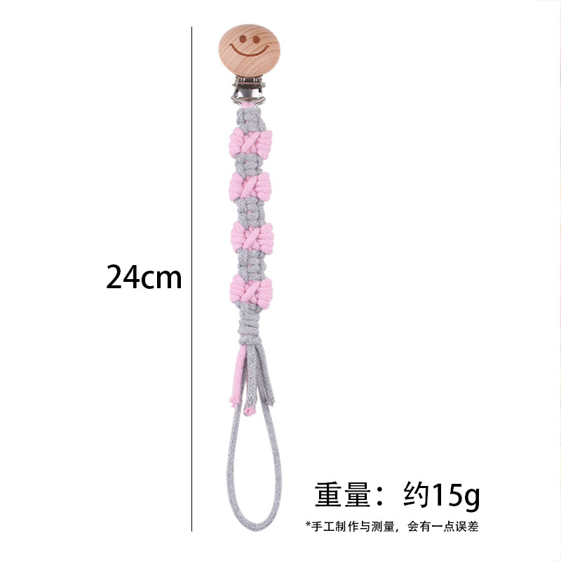 Productos para bebés de beech sonriente clip de tetina creativo puro tejido a mano cuerda de tetina de textura de arco anti-caída cadena