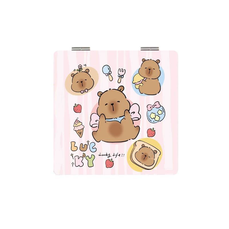 Table handheld folding cartoon mirror with light for students, Birthday gift