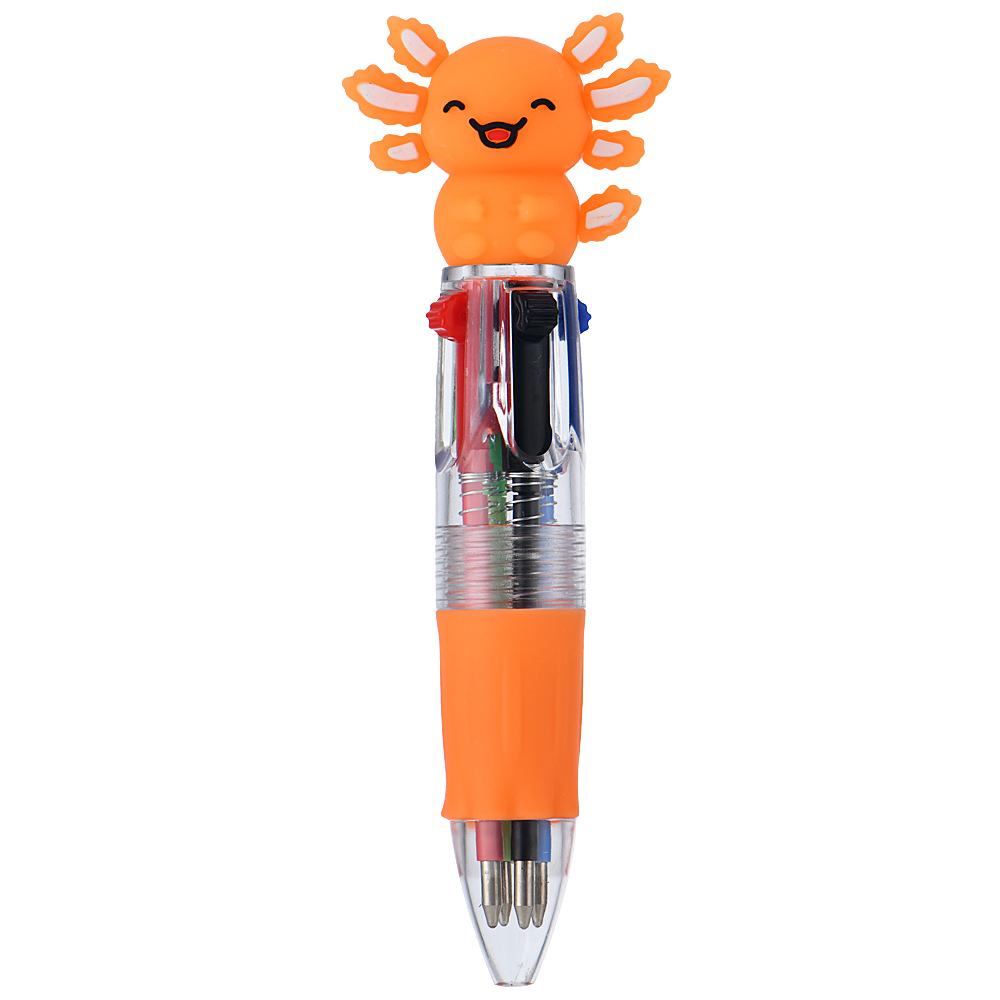 Transfronterizos lindos dibujos animados salamandra bolígrafo de cuatro colores mini bolígrafo de color bolígrafo de papelería regalo al por mayor