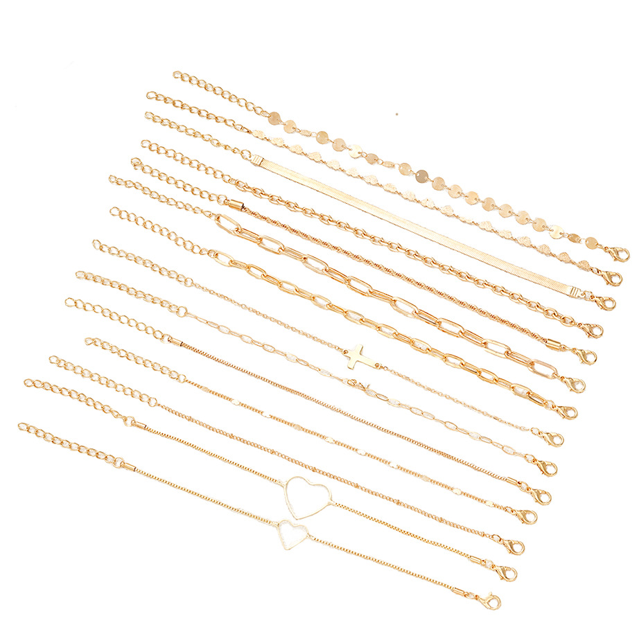 Nieuwe niche mode creatieve ronde liefde kruis armband 14-delige set ontwerp ketting armband_voghion.com