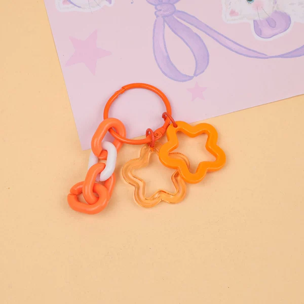 Orange-double five-pointed star+chain buckle+3cm clip