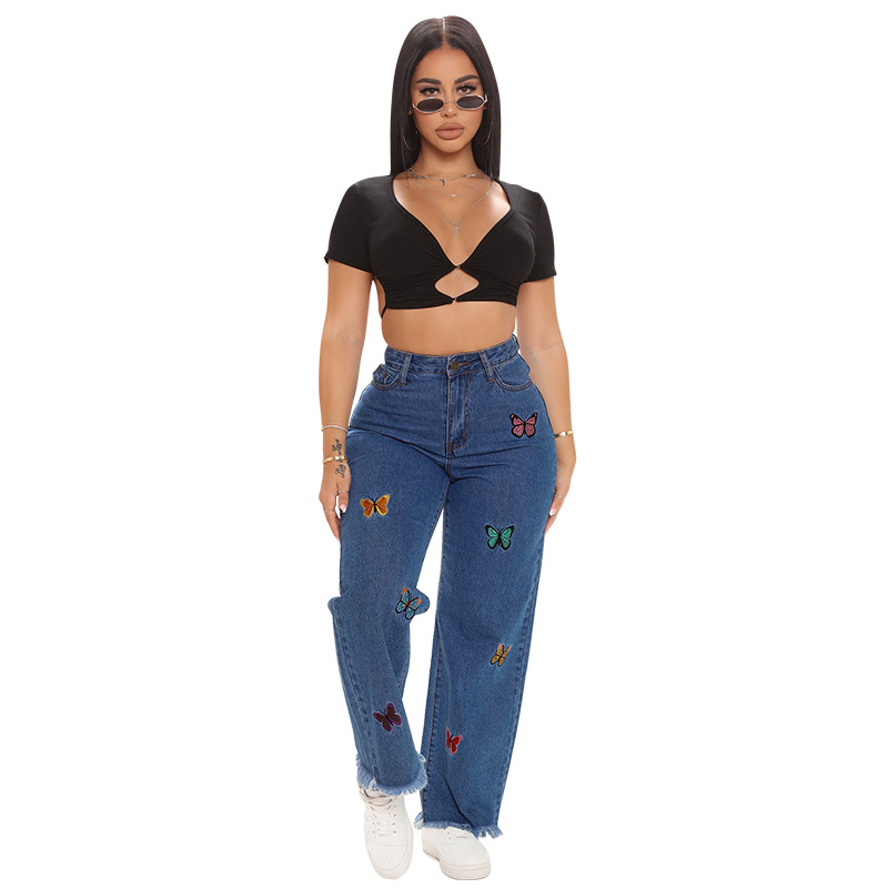 Femmes Du Quotidien Décontractée Couleur Unie Toute La Longueur Fermeture Éclair Lavé Bouton Jeans display picture 1