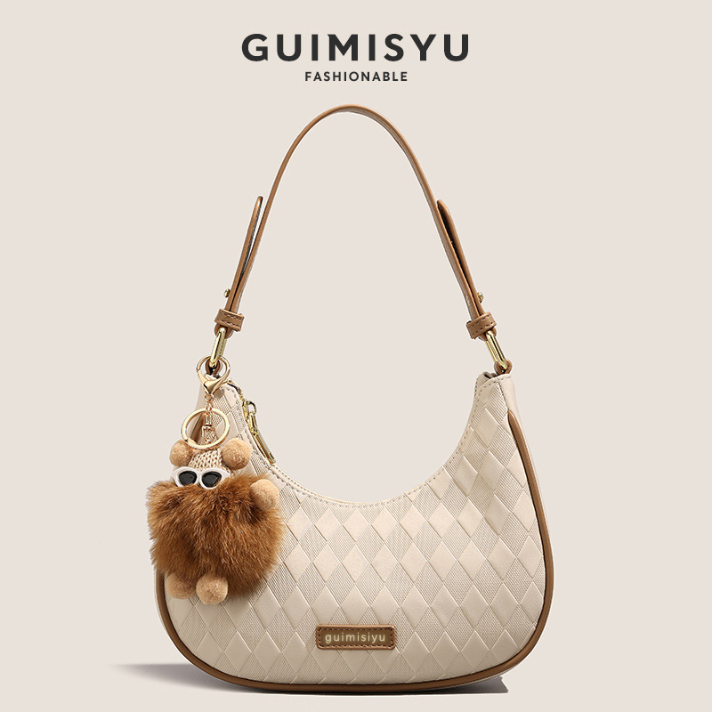 Internet popularidad explosiva 2024 nuevo bolso de media luna original bolso de brazo de nicho de mujer bolso de palo universal bolso de hombro
