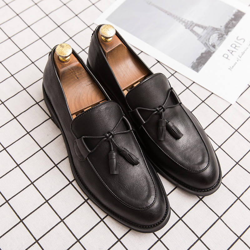 2024新款皮鞋男韩版潮流男休闲鞋子套脚发型师夜店leather shoes