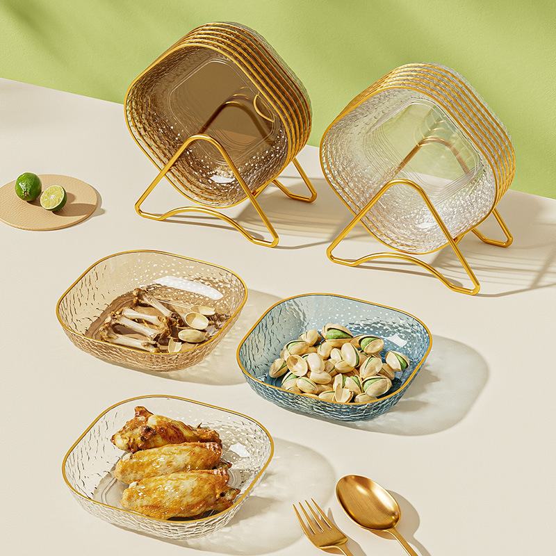 Bone dish household light luxury transparent small plate food grade dining table fruit snack dish bone dish source manufacturer