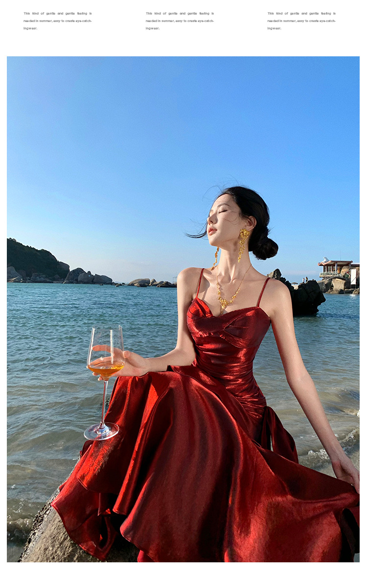 Women's Gender Wholesale Women's Elegant Streetwear Solid Color Evening Party Cocktail Party Strapless Sleeveless Strap Dress Party Dress