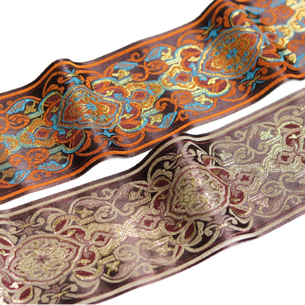 宽9cm 高精密金线提花织带 汉服马面裙桌布桌旗床旗抱枕窗帘装饰