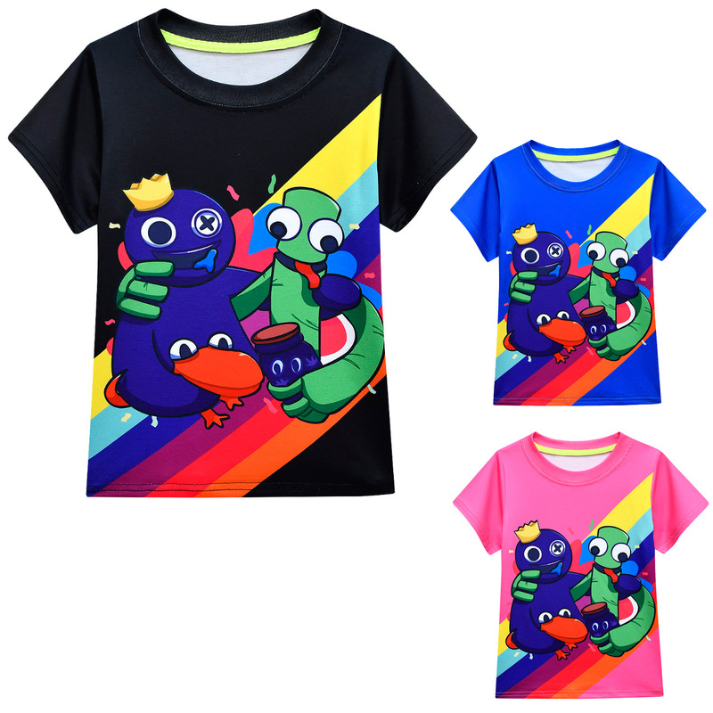 New Children's Short-sleeved Roblox Rainbow Friends Rainbow Friends Boys and Girls Short-sleeved T-shirt Round Neck 3895