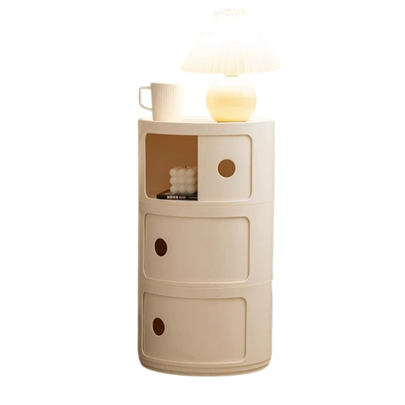 Gabinete lateral del sofá Mesita de noche de viento crema Mesita auxiliar Gabinete de almacenamiento creativo minimalista moderno Mesa redonda pequeña Mesa lateral Mesa de centro