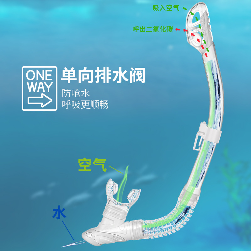 Nuevo tubo de respiración de buceo natación ventilación tubo de respiración seco completo equipo de snorkel tubo de respiración de entrenamiento de buceo
