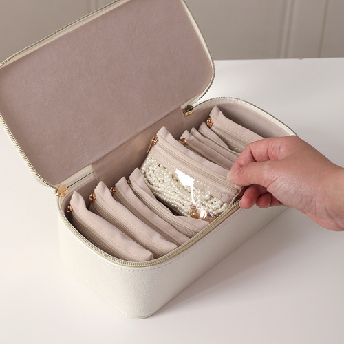 Portable 12-piece set of jewelry box earrings ring bracelet watch necklace storage box travel storage bag cross border