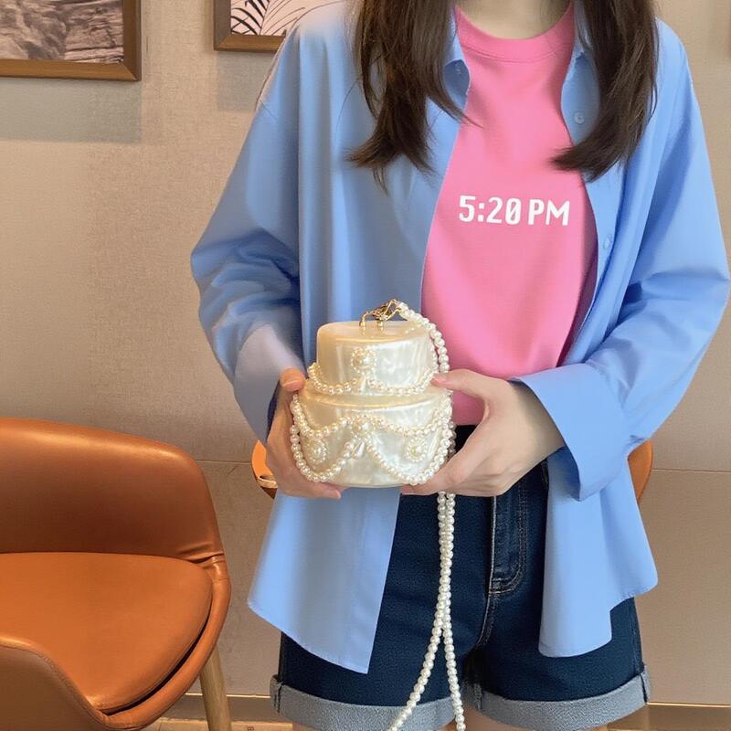 Women's Acrylic Cake Bag, Cute Evening Clutch, Pearl Wallet, Luxury Shoulder Handbag for Wedding Party