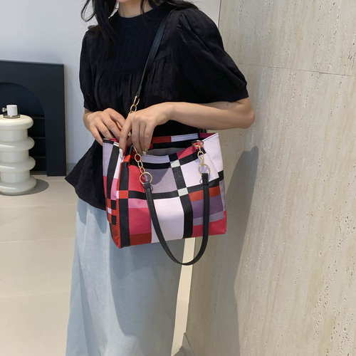 Women's Tot Bag 2024 New Fashion Shoulder Bag Handbag Korean Style Women's Bag Large Capacity Checkered Large Bag for Women
