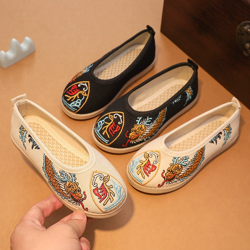 Мальчики Hanfu обувь костюмы детские вышитые туфли национальный стиль