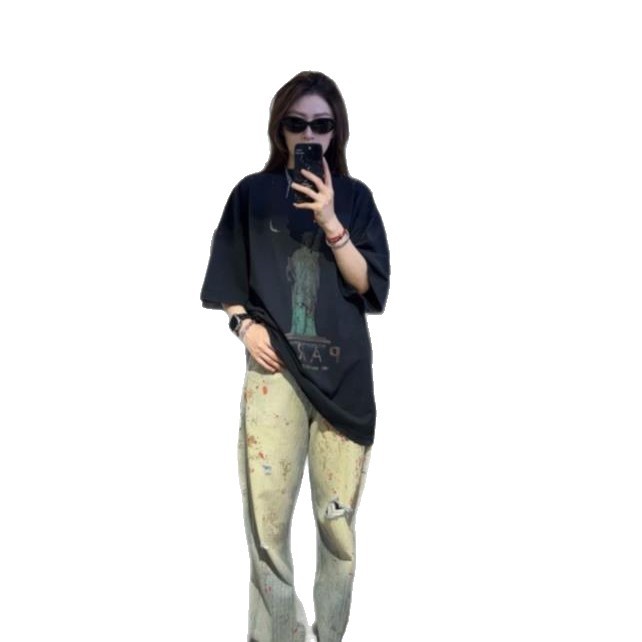 Melancholy High Street Brand Bloodstained Dirty Dyed Ripped Trendy Casual Logging Workwear_mkmklike.com