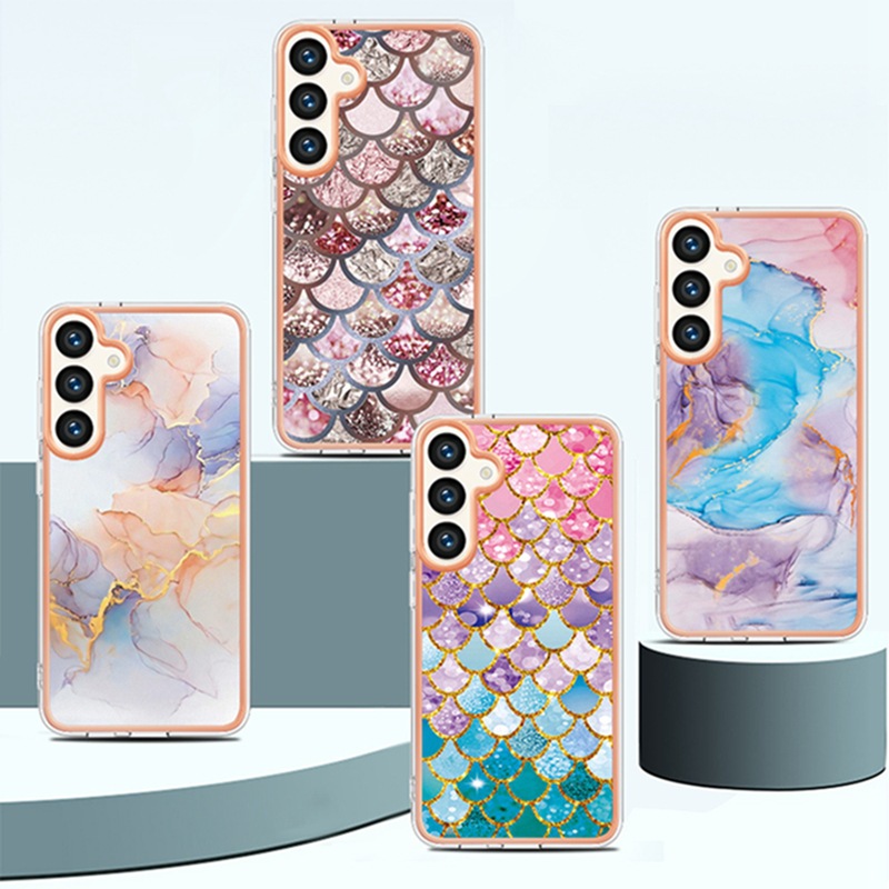 Applicable to Samsung S24 electroplated marble phone case A05s all-inclusive drop-resistant TPU protective case