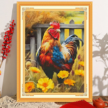 蒙娜丽莎十字绣2025新款钵钵鸡简约现代印花套件竖版玄关动物线绣