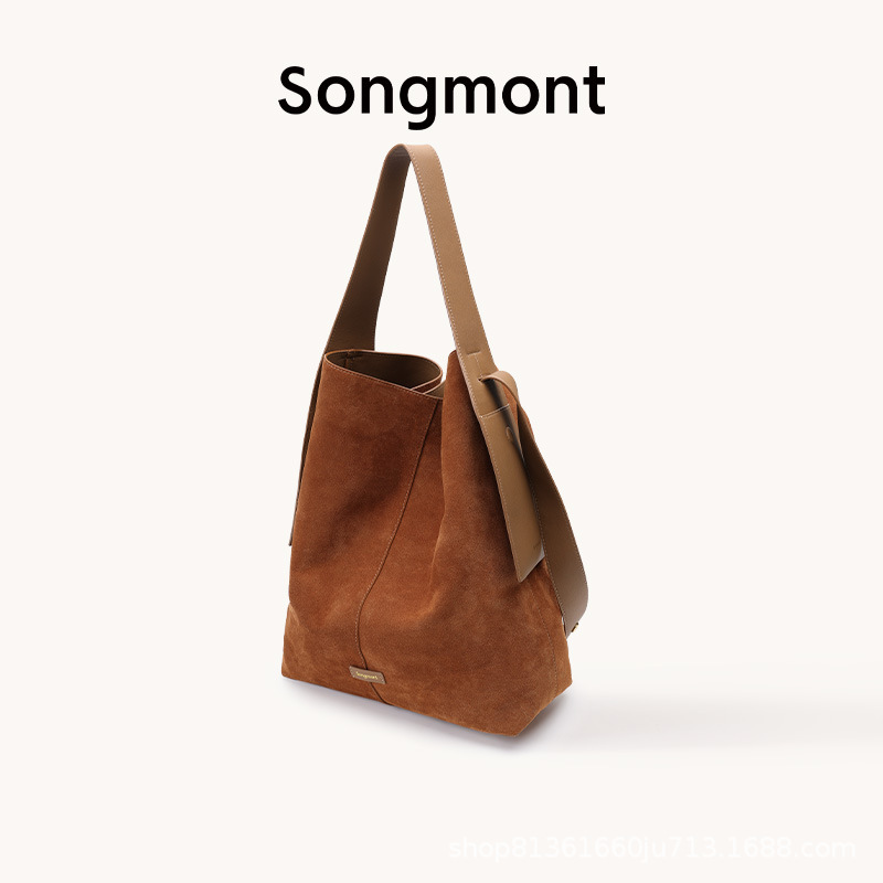 【在庫あり】Songmont 山下裕松 スエード イヤーハンギングトートバッグ 大容量 通勤 ショルダー クロスボディバッグ|undefined