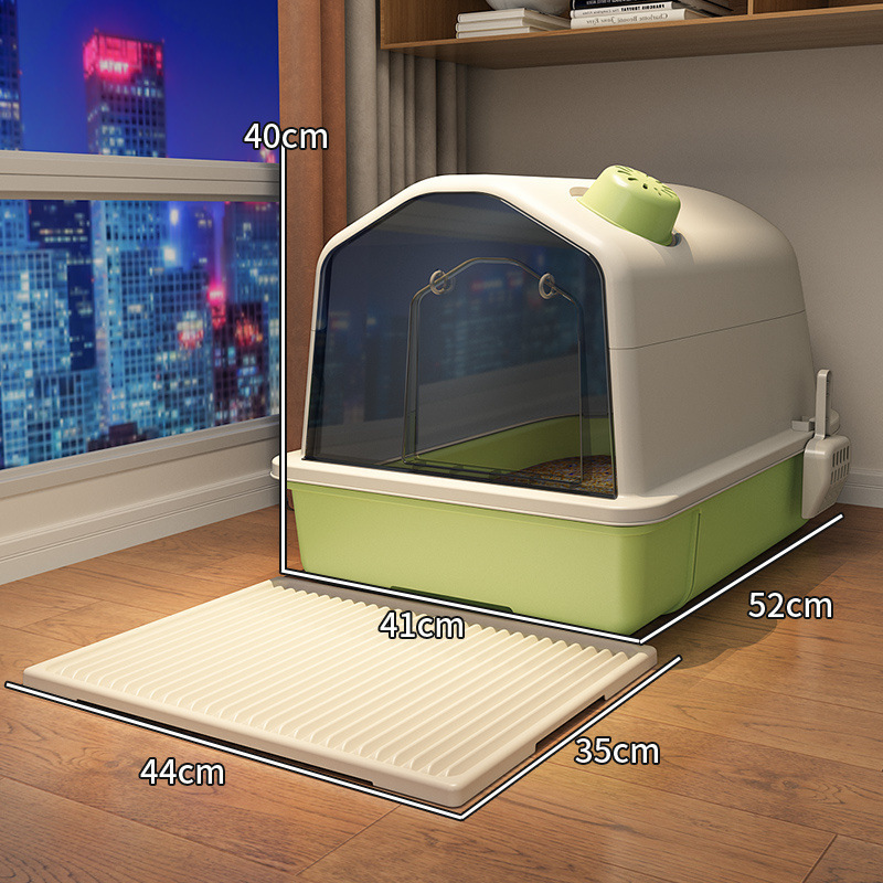 Cuenca de arena para gatos totalmente cerrada anti-odorante desodorante gran tamaño inodoro para gatos fuera de la arena para gatos gran tamaño
