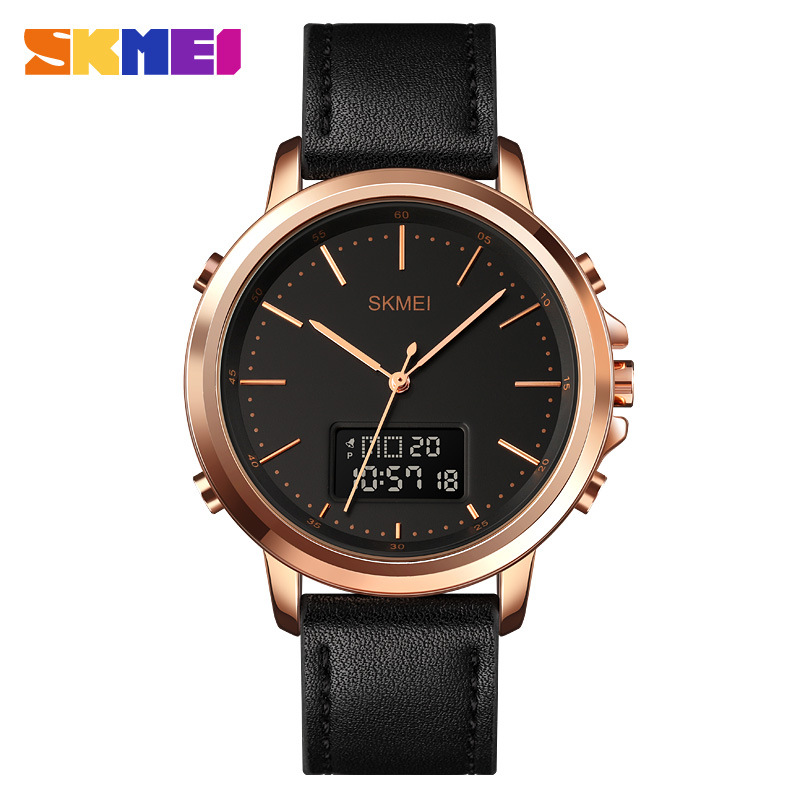 Skmei 1652 simple creativo reloj de los hombres europeos y americanos negocios trabajo doble pantalla electrónica reloj luminoso