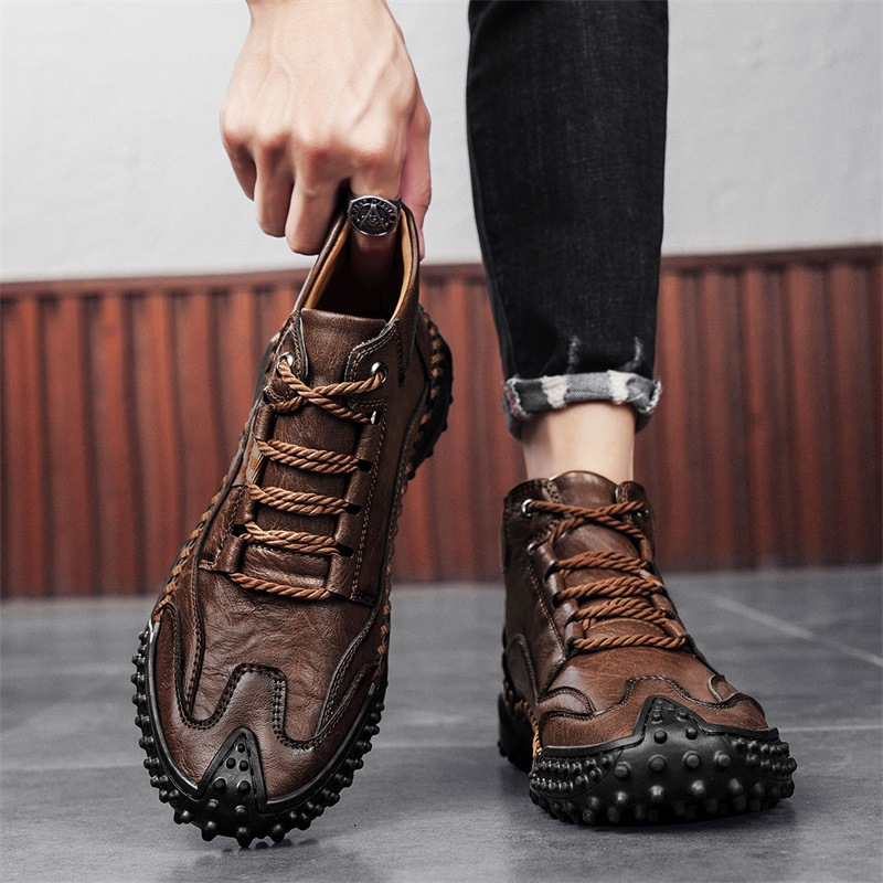 Men's Martin Boots High-Top Autumn And Winter Outdoor Casual Leather Shoes Non-Slip Wear-Resistant Work Short Boots Men_vogvips.com