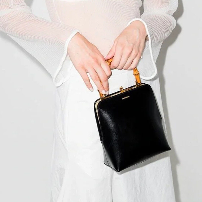 High-End Jil Bamboo-Patterned Bag, Genuine Leather Shell Bag, Women's Niche Design Shoulder Bag, Handbag, Small Bag