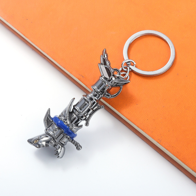 Game Lori Jinx Rocket Launcher Keychain Metal Shark Mouth Pendant Weapon Model Keychain
