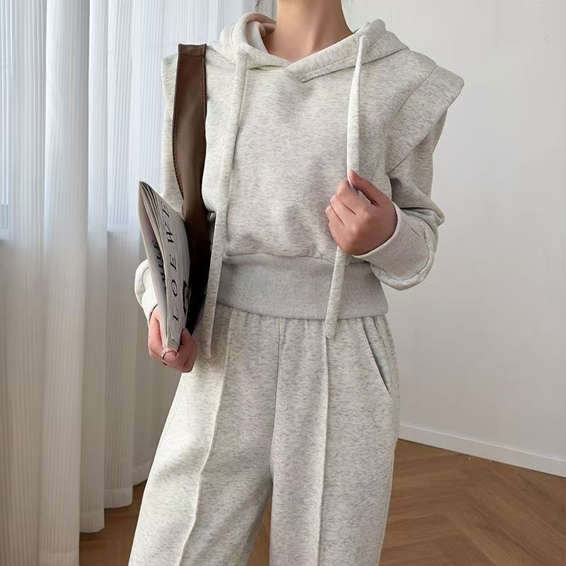 Französischer Strickpullover Und Sporthose Im Set Für Damen_voghion.com