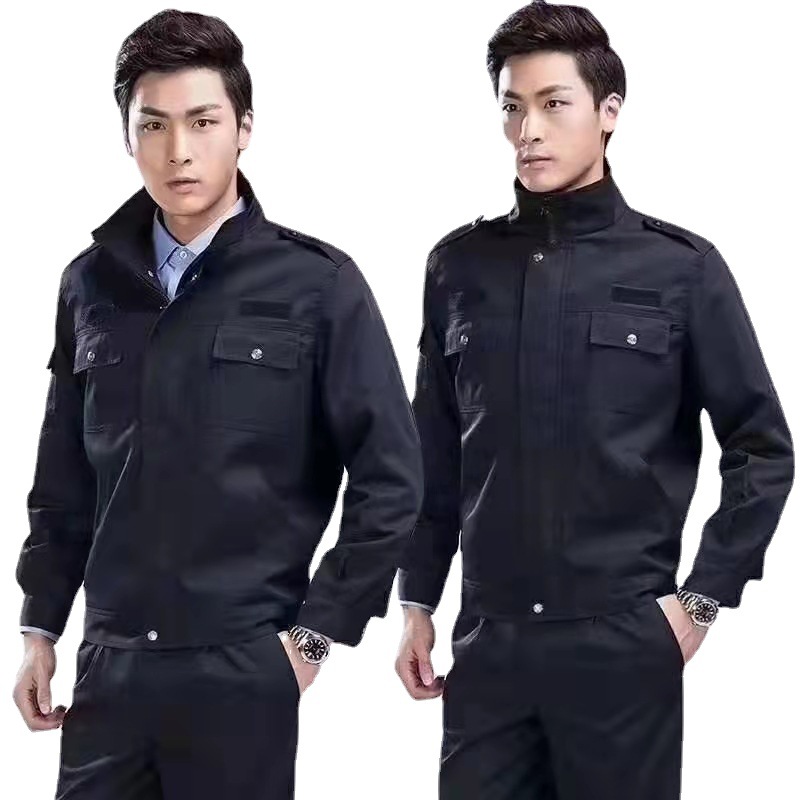 Security Property Gong Si Jin spring and autumn Duty service moisture absorption Perspiration Youth goods in stock Woven dark blue go to work suit
