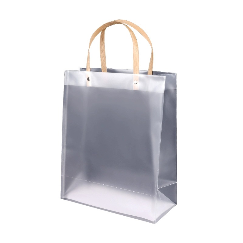 Transparent handbag cosmetics gift bag pp frosted plastic net red clothing store hand packaging bag for logo