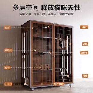 Pet Cabinet Cat Villa Iron Mesh Cat Cabinet Thickened Simple Panoramic Cat House Indoor Cat House Cat Cage Other Cabinets