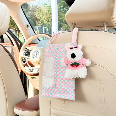 Style Car Tissue Box DIY: Car tissue box/set - bubble-checkerboard-hanging-tissue-box-blue-and-pink-diy-puppy