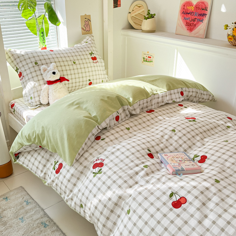 Ropa de cama de tres piezas de algodón para dormitorio de estudiantes universitarios, ropa de cama de algodón, funda de edredón, colchón de seis piezas, bolso de check-in