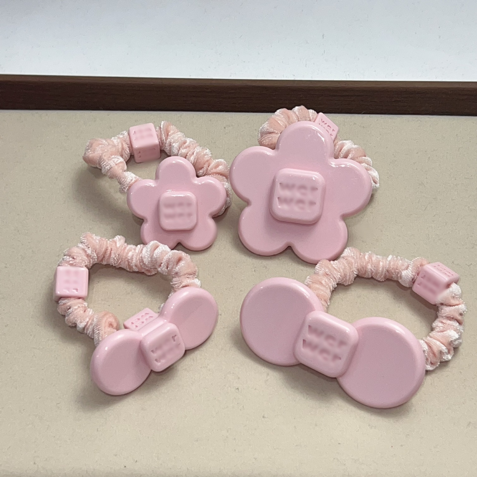 High-End Version Barbie Pink Amber Color Hair Tie New Acetate Material Bow Flower Hair Accessory Hair Rope