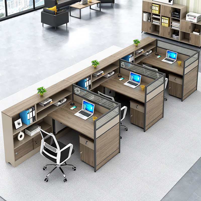 Staff Office Desk and Chair Combination, Simple and Modern Three-Person Office Desk, Office Finance Room Screen Office Desk