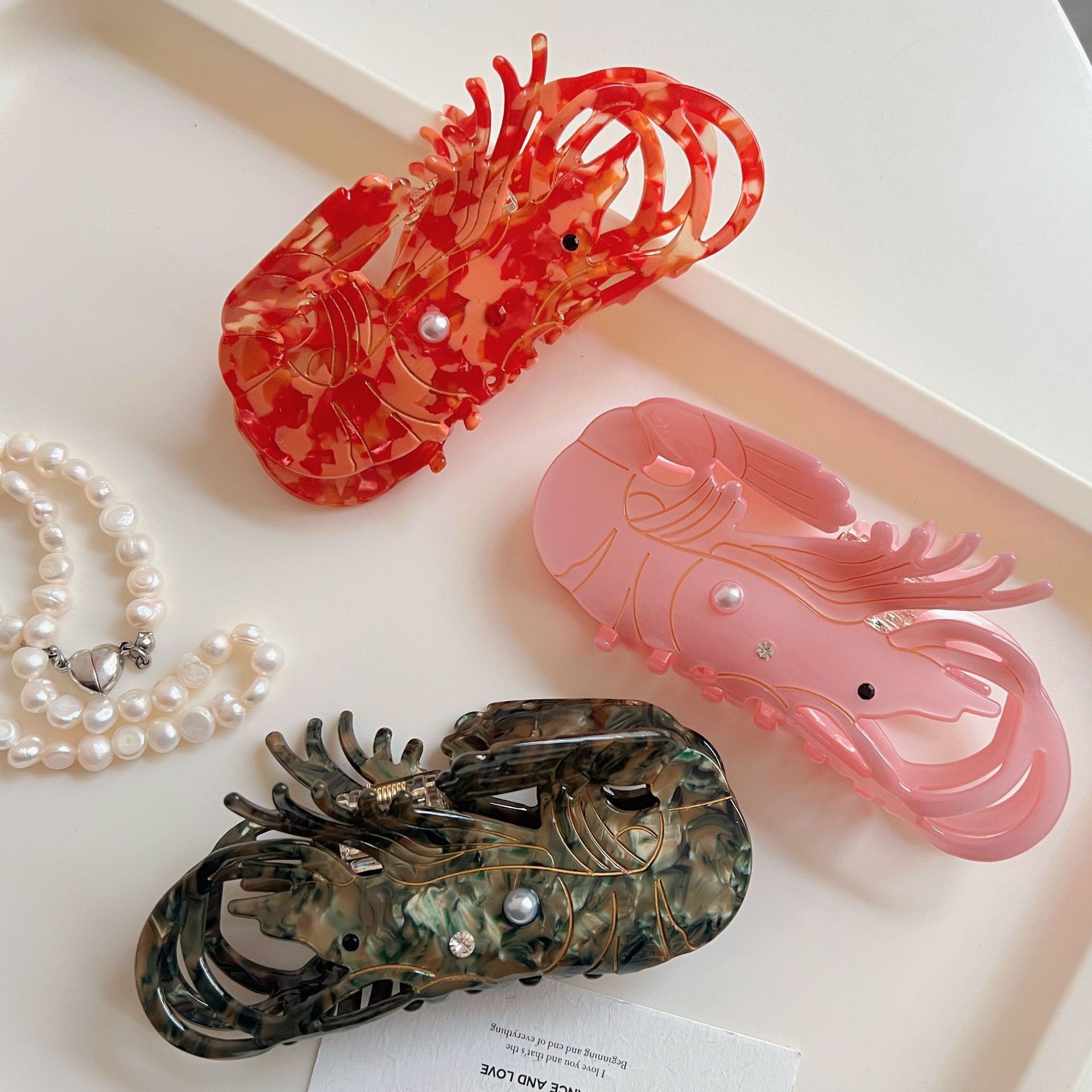 Daily Occasion Acetic acid sheets Material Cute Marine Style Women's Lobster Acetic Acid Sheets Hair Claws