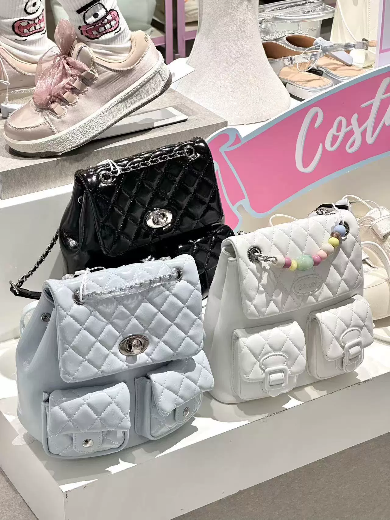 Рюкзак, сумка, цепочка с узором diamonds, стиль Chanel