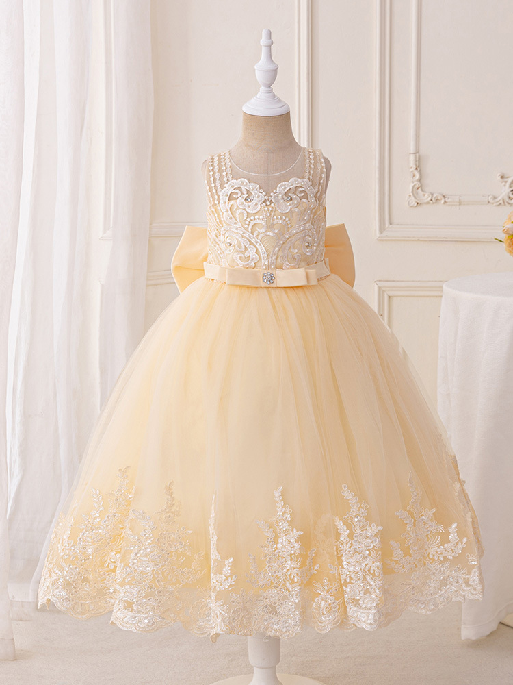 Vestido infantil transfronterizo vestido de noche vestido de boda vestido de cumpleaños de encaje vestido de princesa de niña