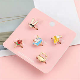 亚马逊玫瑰花戒指套装儿童指环独角兽兔子水果合金滴油可调节戒指