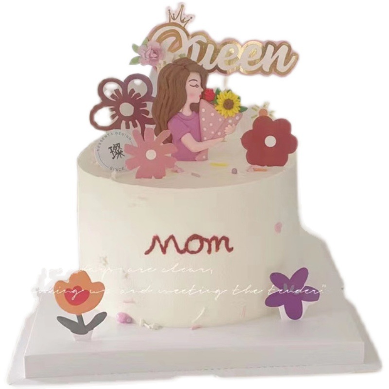Decoración de pasteles del día de la madre Adornos de celebridades de Internet Madre Madre Niña Día de la reina Pastel de flores Plug-in Accesorios