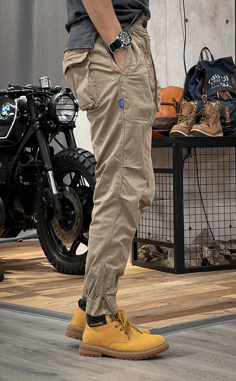 Pantalon cargo homme taille élastique style workwear rétro_voghion.com
