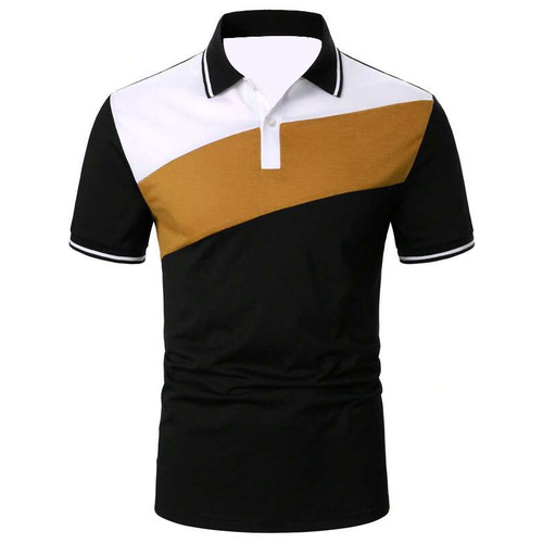Men's Short Sleeve Striped Tie-Dye Polo Shirt, Casual Sports Top for Men