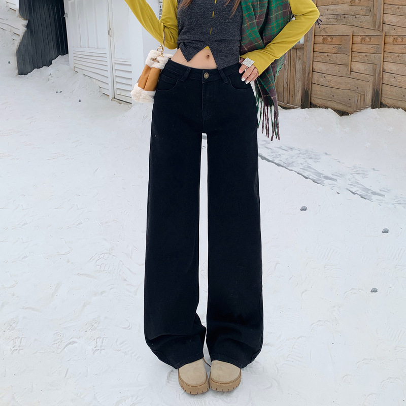American Style Low-Rise Straight-Leg Jeans for Women 2025 Autumn and Winter New Drapey Stretchy Black Slimming Floor-Length Pants American Style Low-Rise Straight-Leg Jeans for Women 2025 Autumn and Winter New Drapey Stretchy Black Slimming Floor-Length Pants