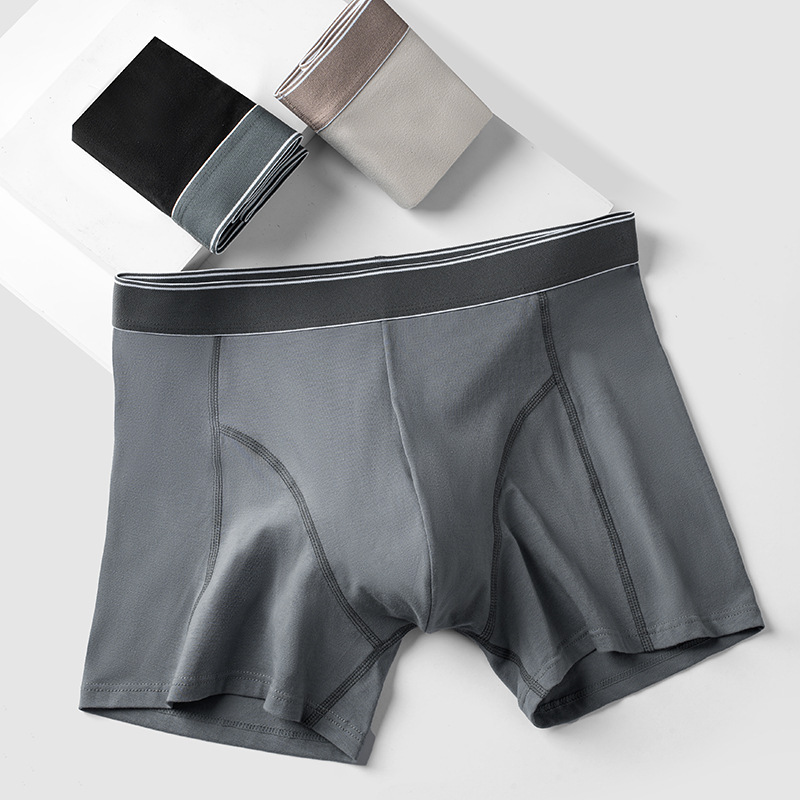 Bethke Men's 7A Antibacterial Lengthened Underwear Mid-Waist Cotton Lengthened Wear-resistant Breathable Sports Boxers for Men