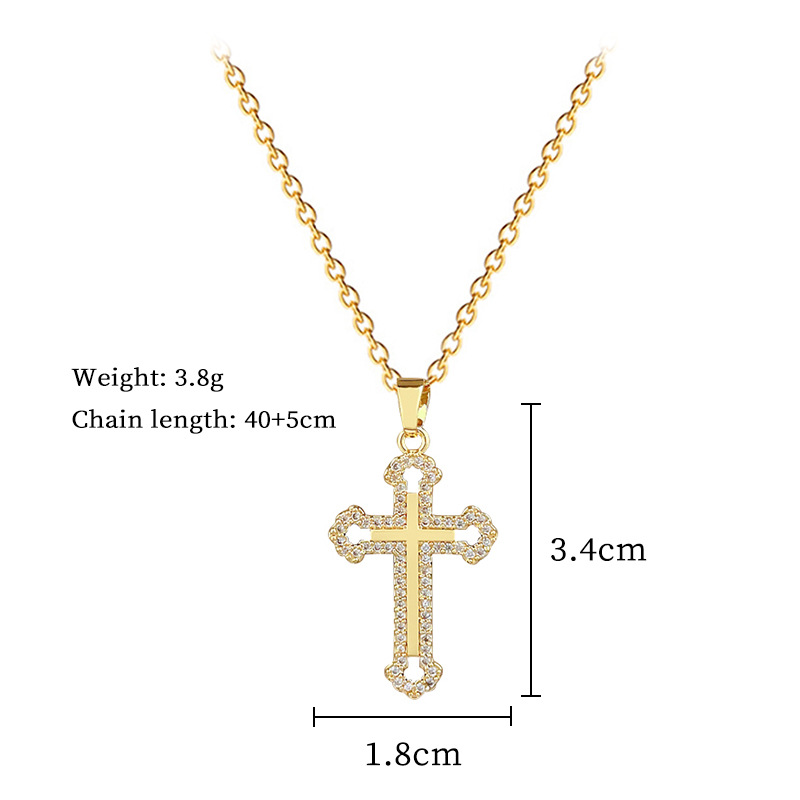 Gorgeous Diamond Cross Necklace For Women Versatile Titanium Chain_voghion.com
