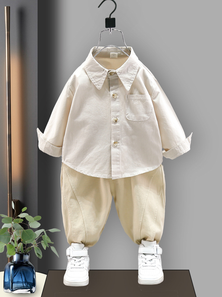 4283 traje de ropa de otoño para niños 2023 nuevo estilo occidental Bebé Suéter para niños chaleco camisa conjunto de tres piezas bebé primavera y otoño